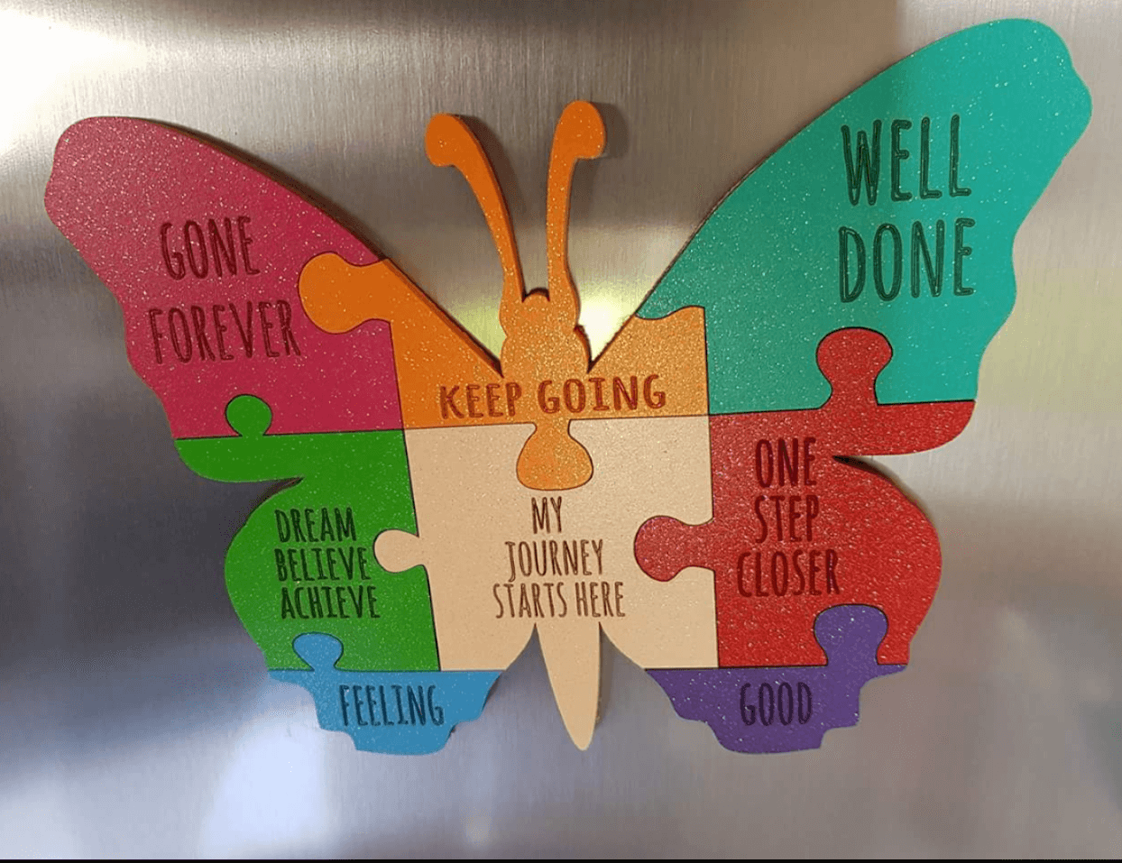 Butterfly shape jigsaw motivation plaque